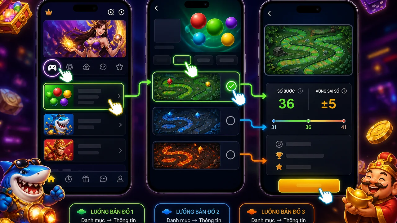 Luồng chơi trên điện thoại: So sánh số bước thao tác game OK9